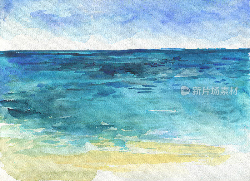 Ocean watercolor hand painting illustration